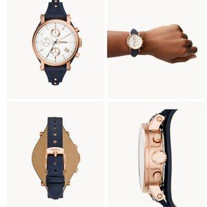 FOSSIL Original Boyfriend Chronograph Navy Leather Watch